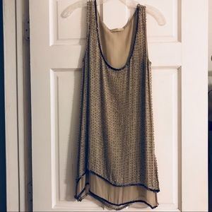 Gold Hawk double layer embellished silk tank